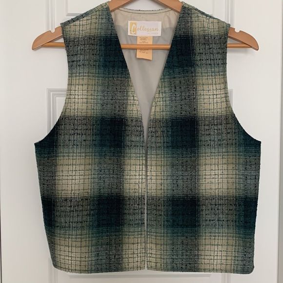 Collegian of California Tops - Vintage checkered vest green white size 11/12 Collegian of California